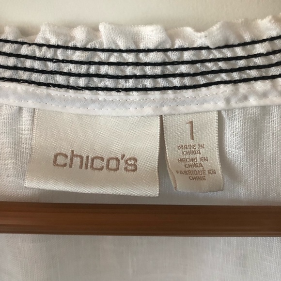 Linen Embroidered Black and White Short Sleeve Jacket zip front size medium - Picture 10 of 14